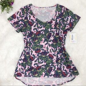 Lularoe Classic Tee pink floral design NWT